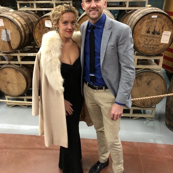 Vintage S/M full length fur coat wool fox collar camel blonde jacket winter real - Picture 7 of 13